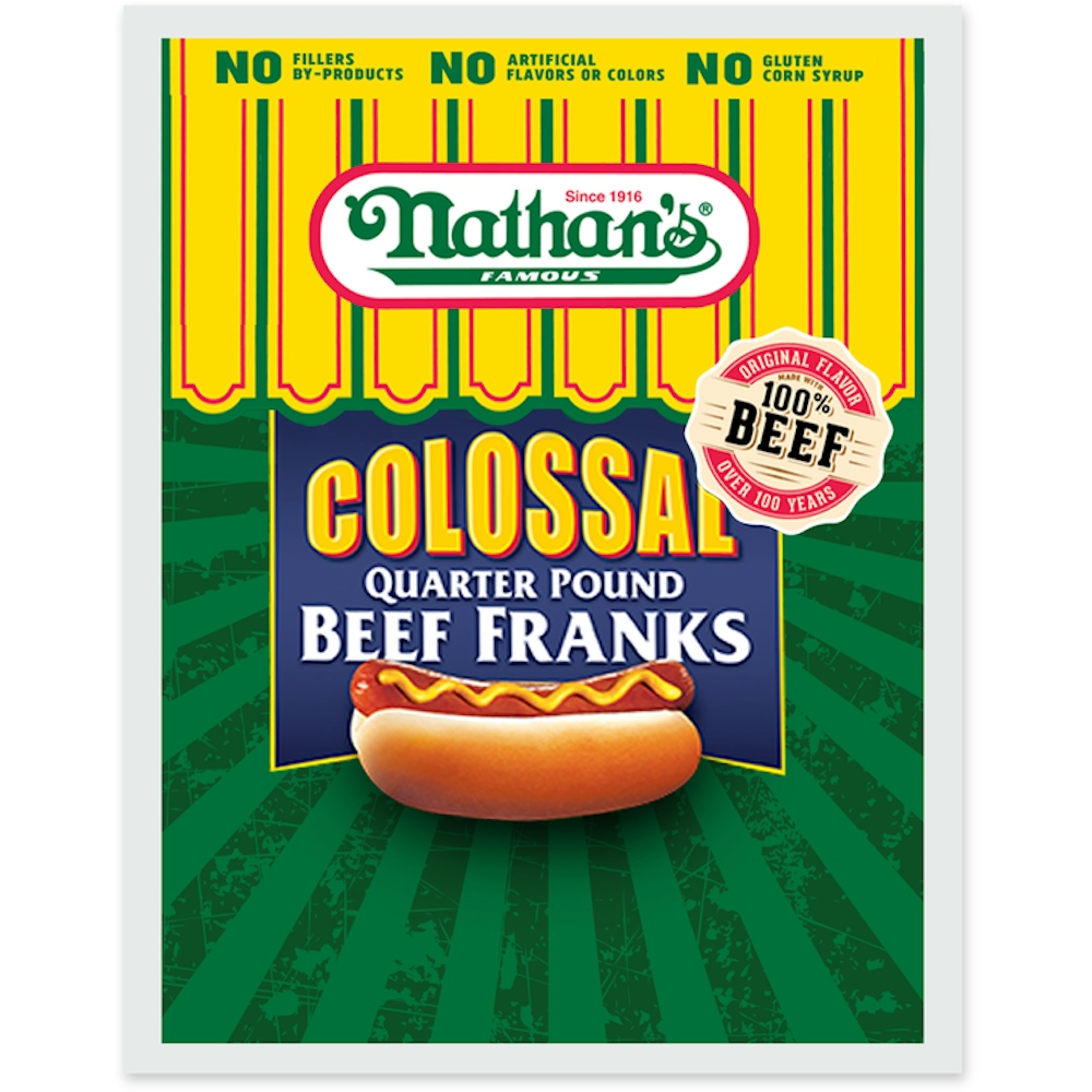 Nathan's Famous Colossal Quarter Pound Beef Franks Family Pack, 32 Oz