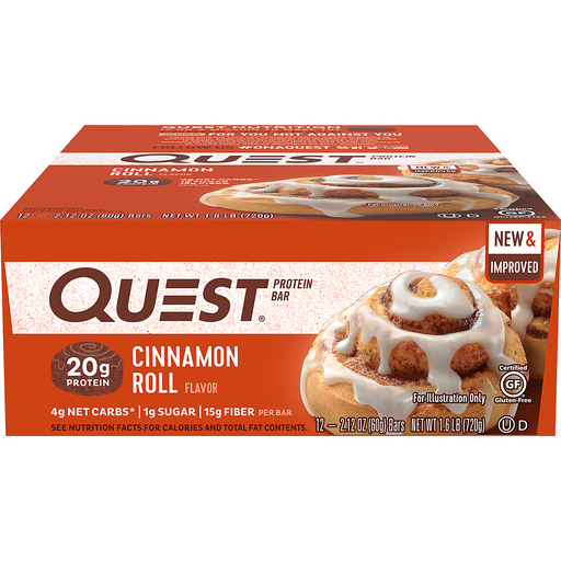 Quest Protein Bar Cinnamon Roll Flavor 12-2.12 Oz. Bars