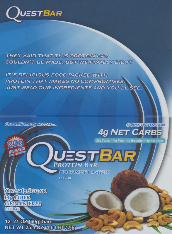 Quest Nutrition Bar Protein Bar, Coconut Cashew Flavor