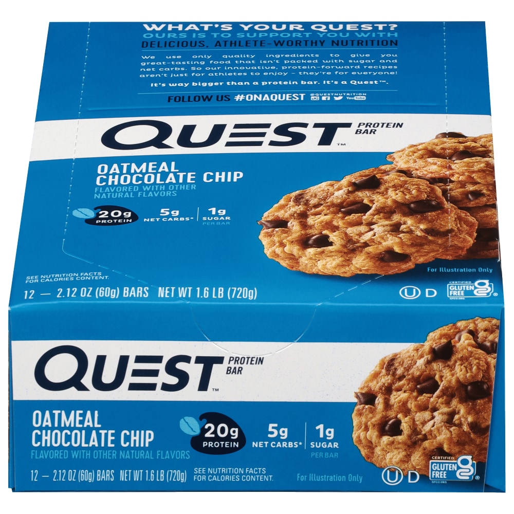 Quest Nutrition Oatmeal Chocolate Chip Flavor Protein Bar 12-2.12 Oz. Bars