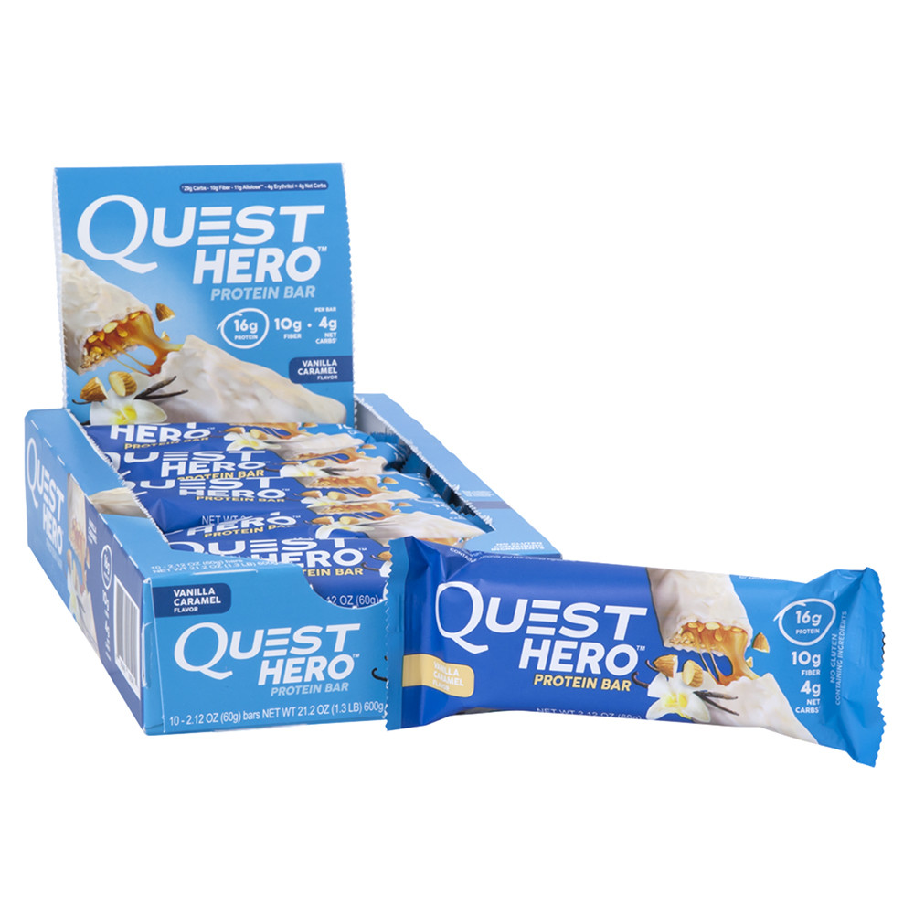 Quest Hero Vanilla Caramel Flavor Protein Bar 2.12 Oz. Wrapper