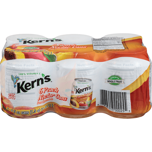 Kern's Peach Nectar Fruit Juice 6- 8 Fl.oz. Cans