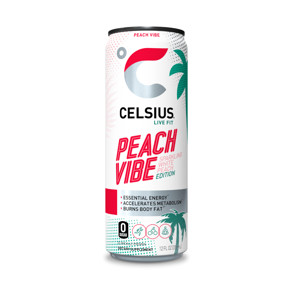 Celsius Fizz Free Peach Mango + Green Tea Energy Drink 12 Fl Oz