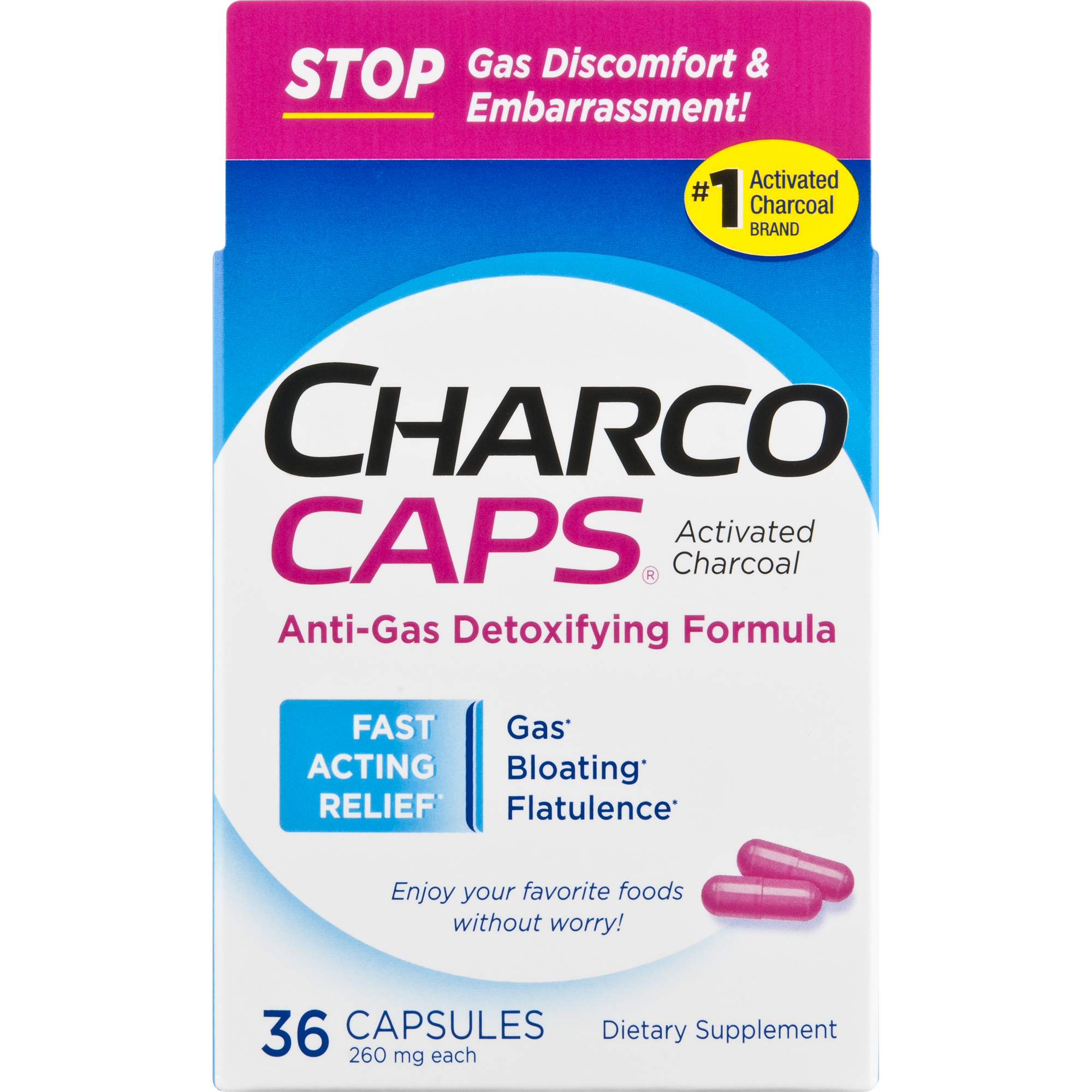 Charcocaps Anti Gas Formula, 260 Mg, Capsules