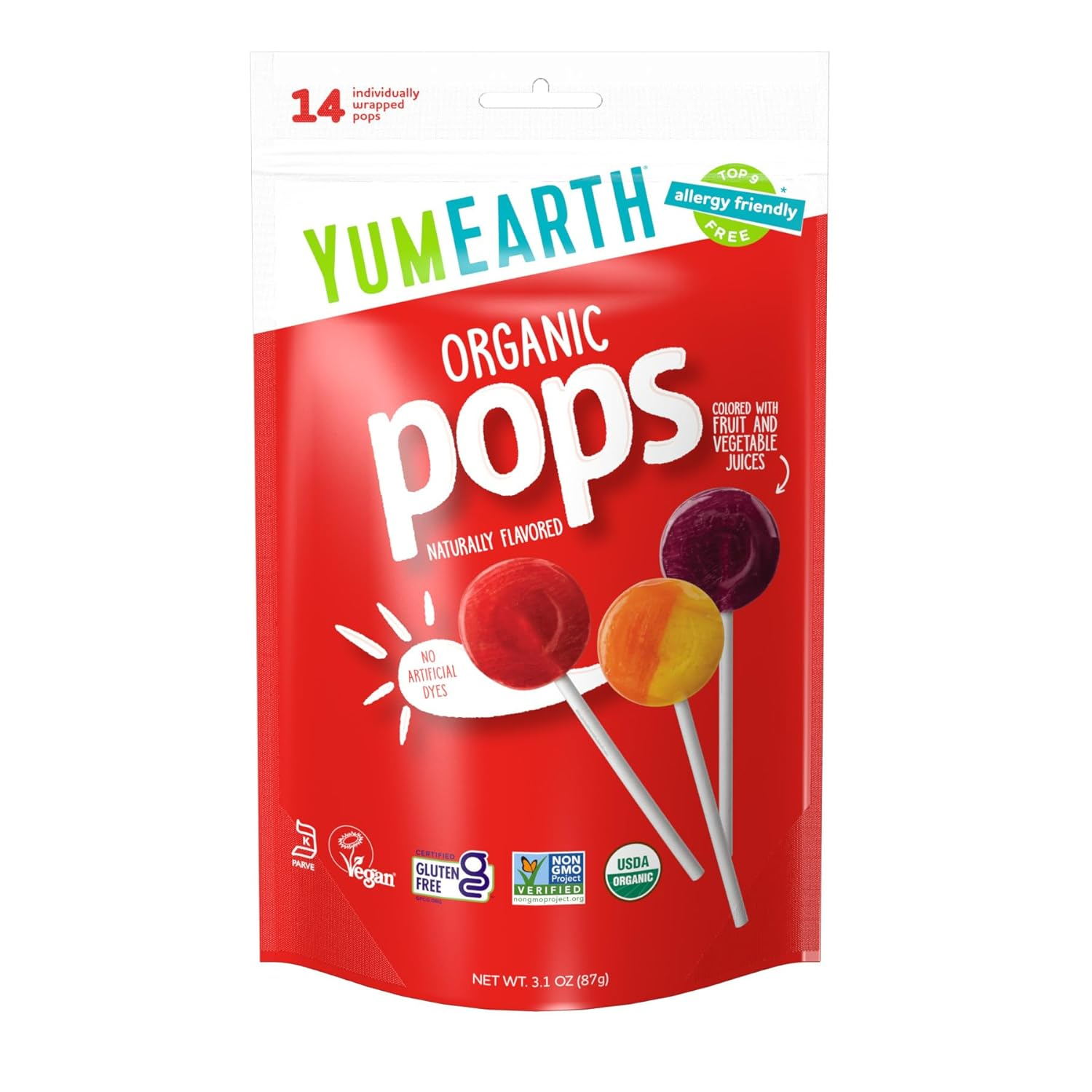 YumEarth Yummy Organic Lollipops Assorted Flavors - 3 Oz - Case Of 6