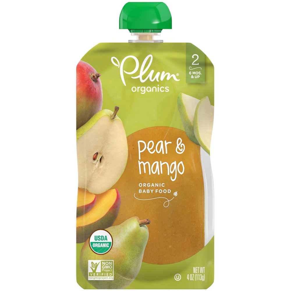 Plum Organics Stage 2 Organic Baby Food Pear + Mango 4oz Pouch
