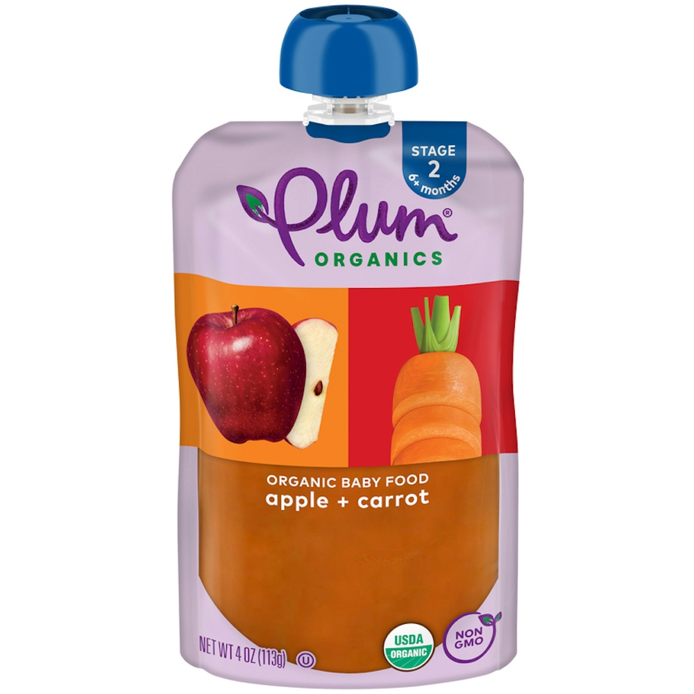 Plum Organics Stage 2 Organic Baby Food Apple + Carrot 4oz Pouch