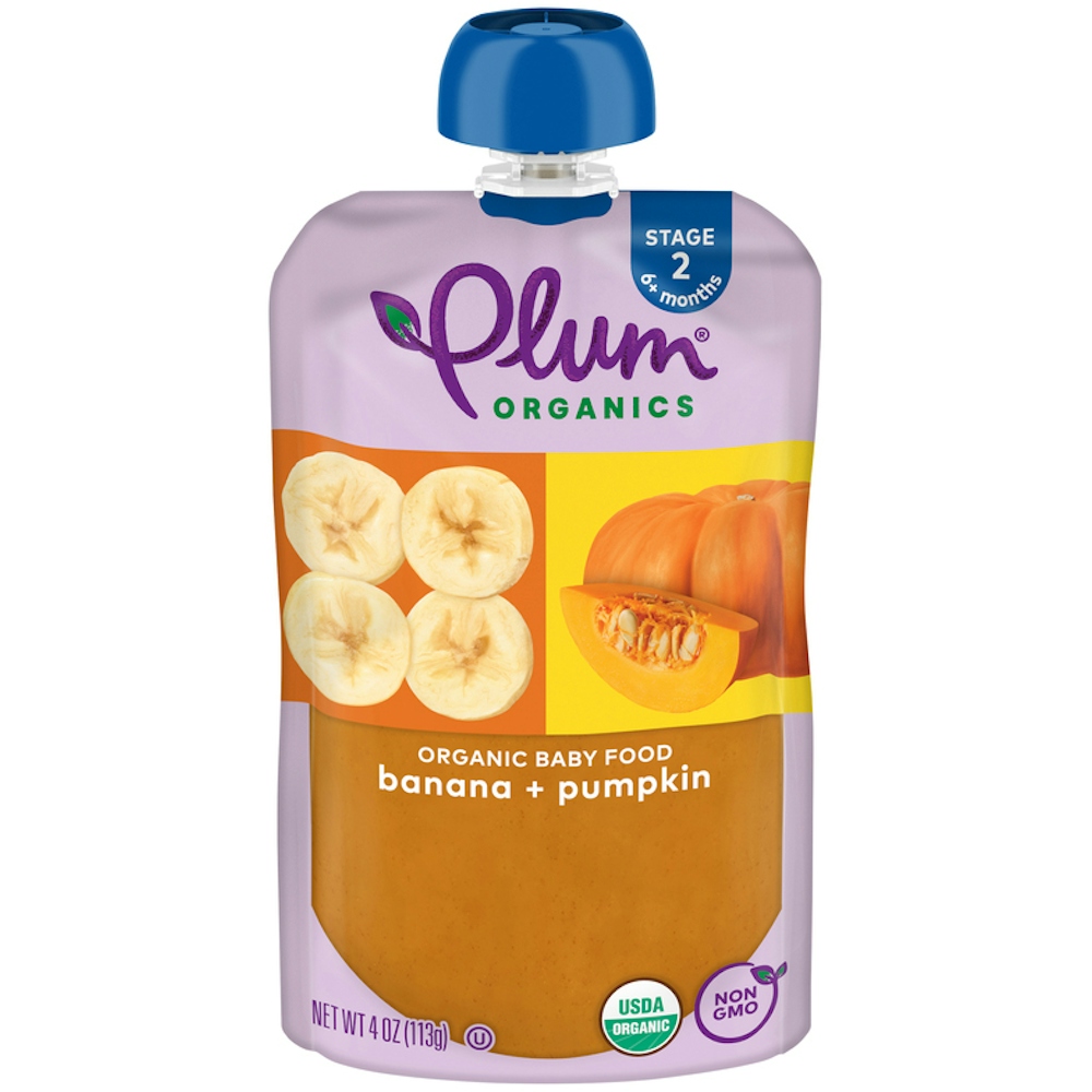 Plum Organics Stage 2 Organic Baby Food Banana + Pumpkin 4oz Pouch