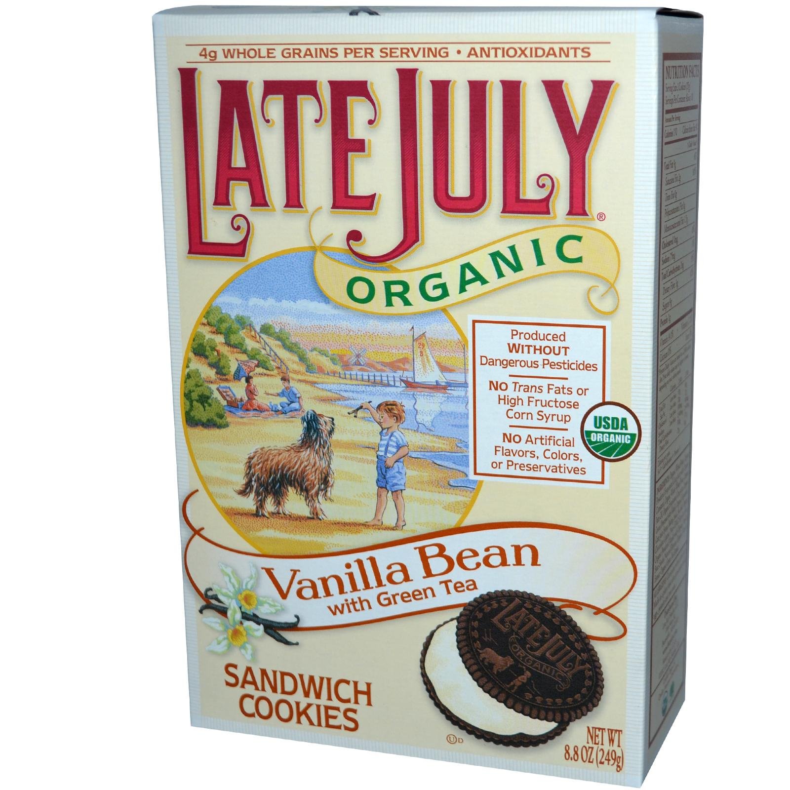 Late July Organic Cookies, Sandwich, Vanilla Bean, With Green Tea