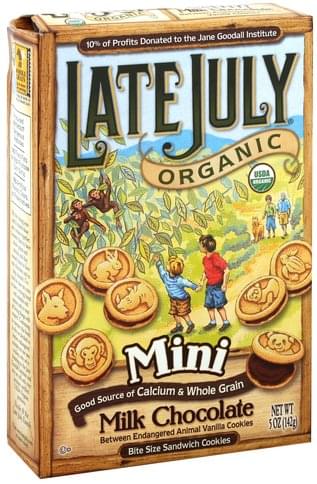 Late July Organic Bite Size Sandwich Cookies, Mini, Milk Chocolate