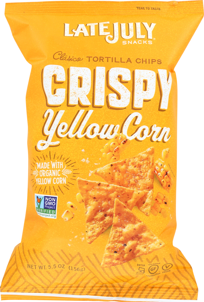 Late July Tortilla Chips, Clasico, Crispy Yellow Corn 5.5 Oz