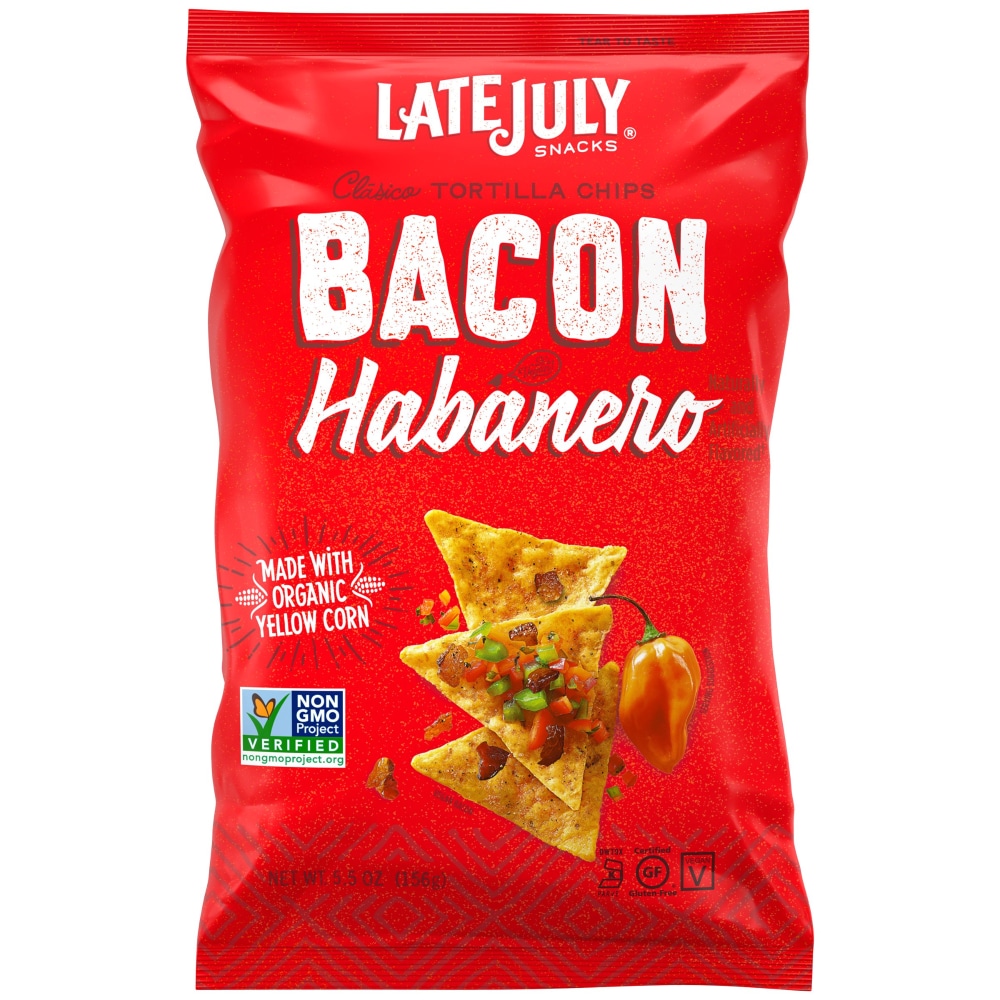 Late July Snacks Clásico Bacon Habanero Tortilla Chips, 5.5 Oz. Bag
