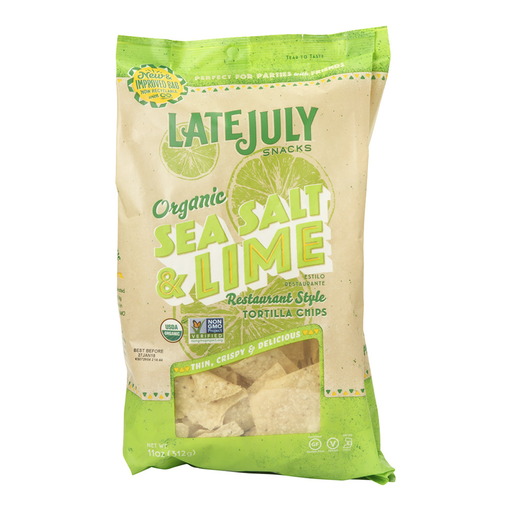 Late July Snacks Organic Restaurant Style Tortilla Chips Sea Salt & Lime