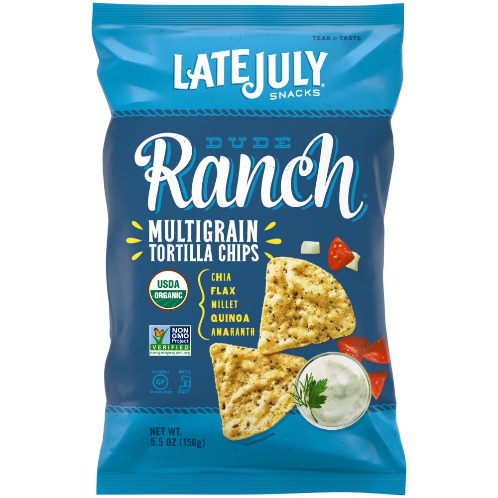 Late July Snacks Multigrain Dude Ranch Tortilla Chips, 5.5 Oz. Bag