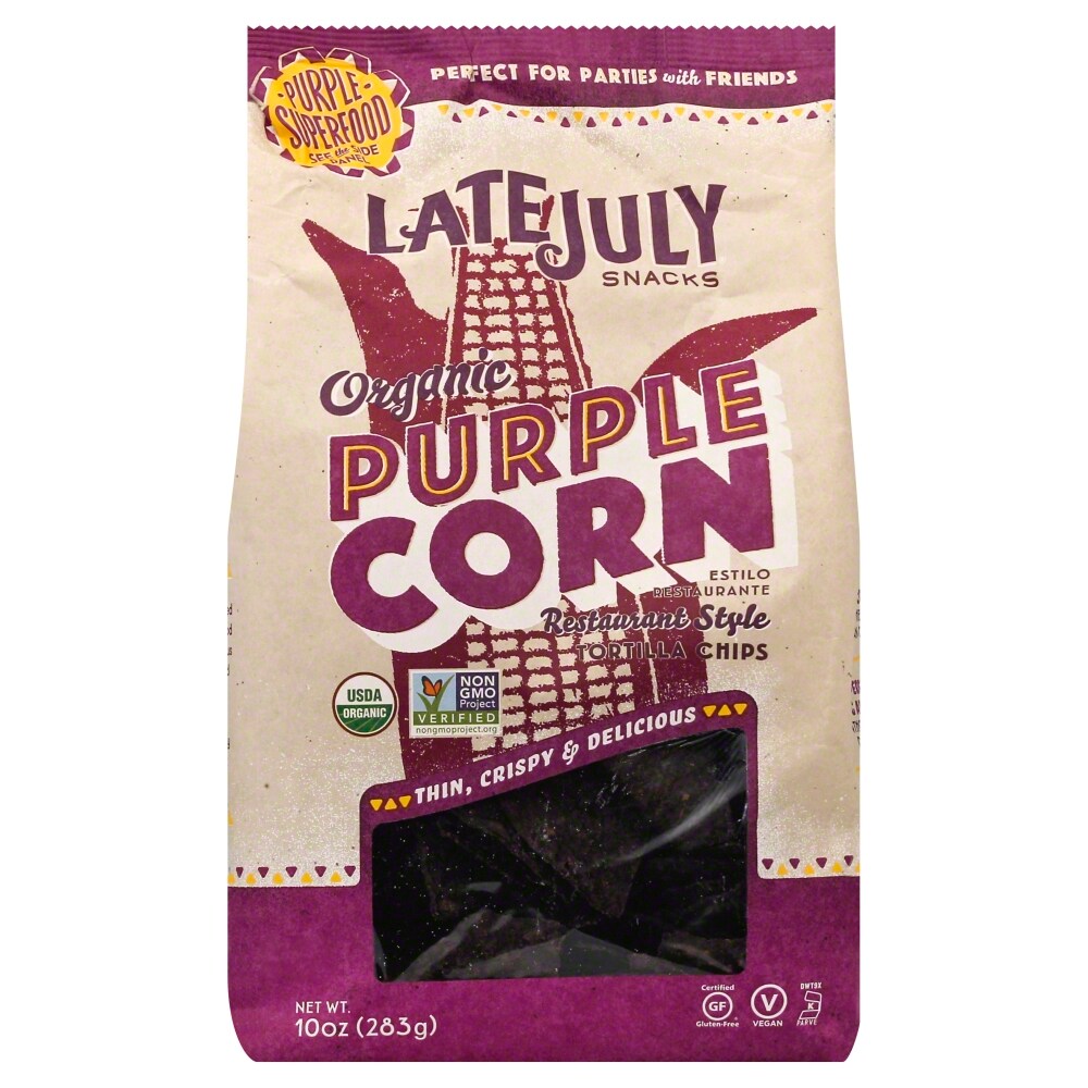 Late July Snacks Organic Restaurant Style Tortilla Chips Purple Corn