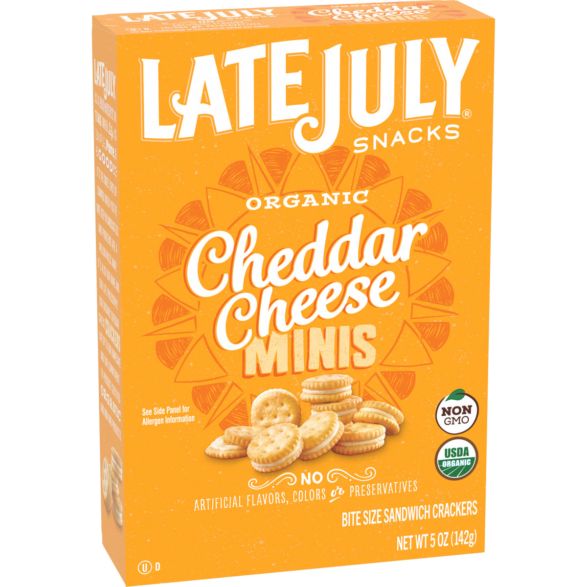 Late July Snacks Organic Cheddar Cheese Minis Crackers, 5 Oz. Box