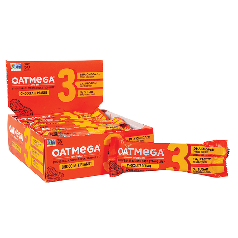 Oatmega Grass-Fed Whey Protein Bar Chocolate Peanut