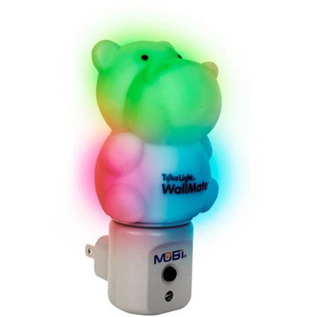 Mobi WallMate Color-Changing LED Night Light With Auto On/Off Light Sensor, 5 Light Modes, Cool-to-the-touch, HIPPO Shape
