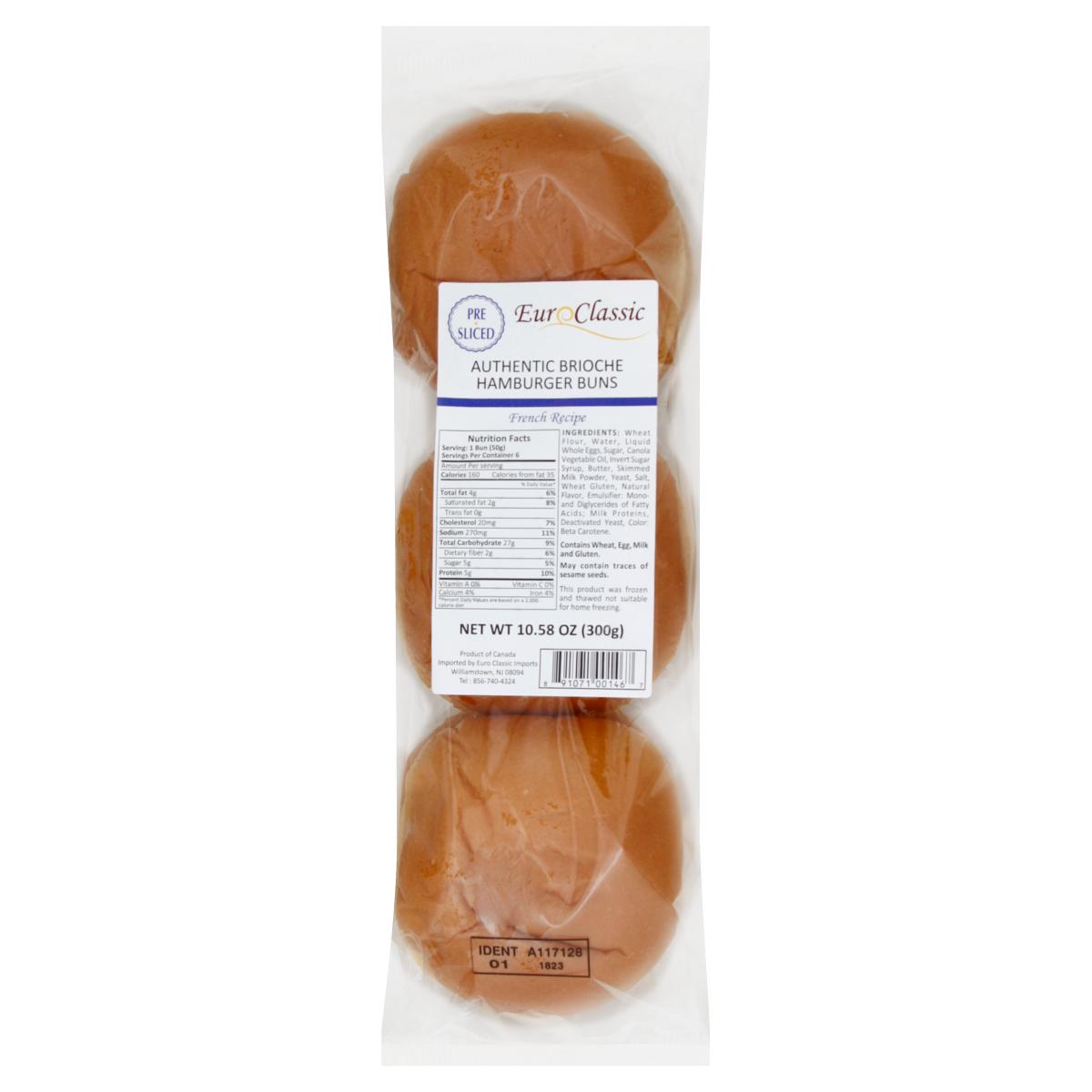 Euro Classic Authentic French Brioche Hamburger Buns 10.58 Oz