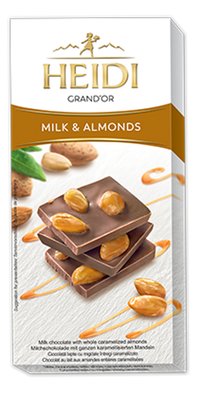 S.C. Heidi Chocolat S.A. Milk Chocolate Caramelized Almonds 100g