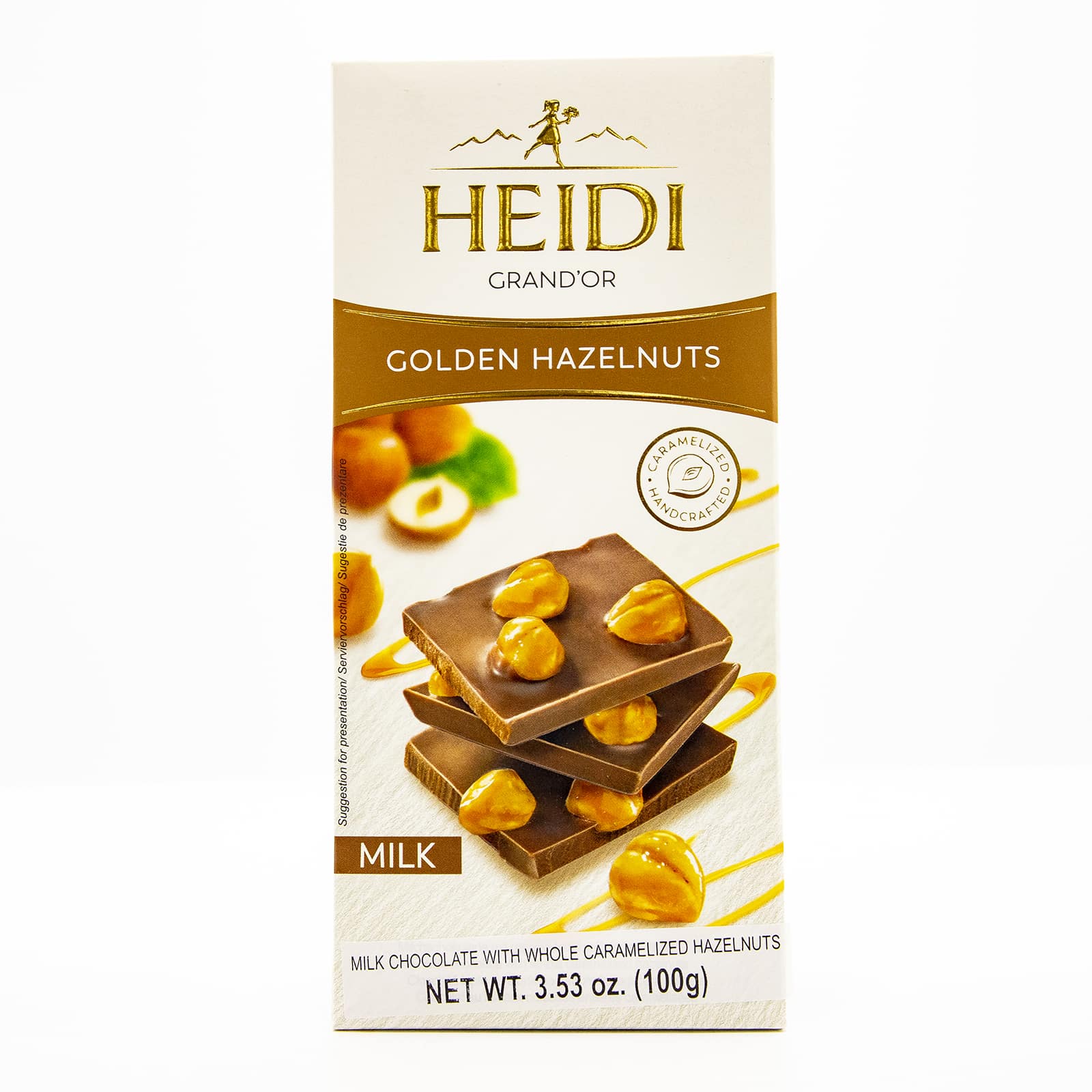 S.C. Heidi Chocolat S.A. Milk Chocolate Caramelized Hazelnuts 100g