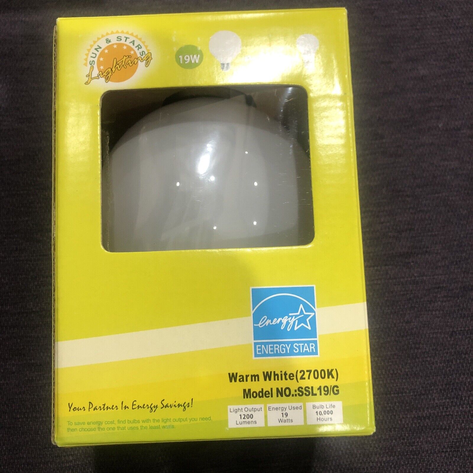 Sun & Stars 4x Star LongLife 120V Light Bulb 19W=75W Lamp 80% EnergySave Fluorescent Warm White