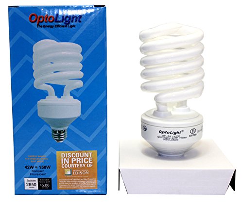 OptoLight Spiral Bulb 42W=150W-Energy Star Saver-Compact Fluorescent