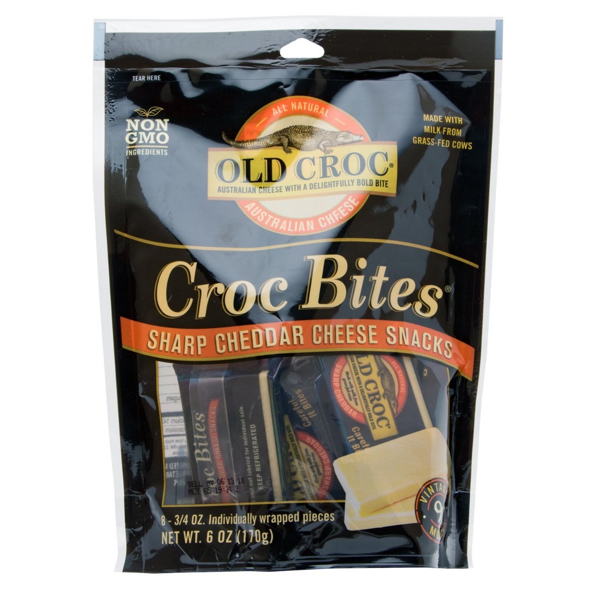 Old Croc Bites Sharp Cheddar Cheese Snacks 8ct, 6 Oz