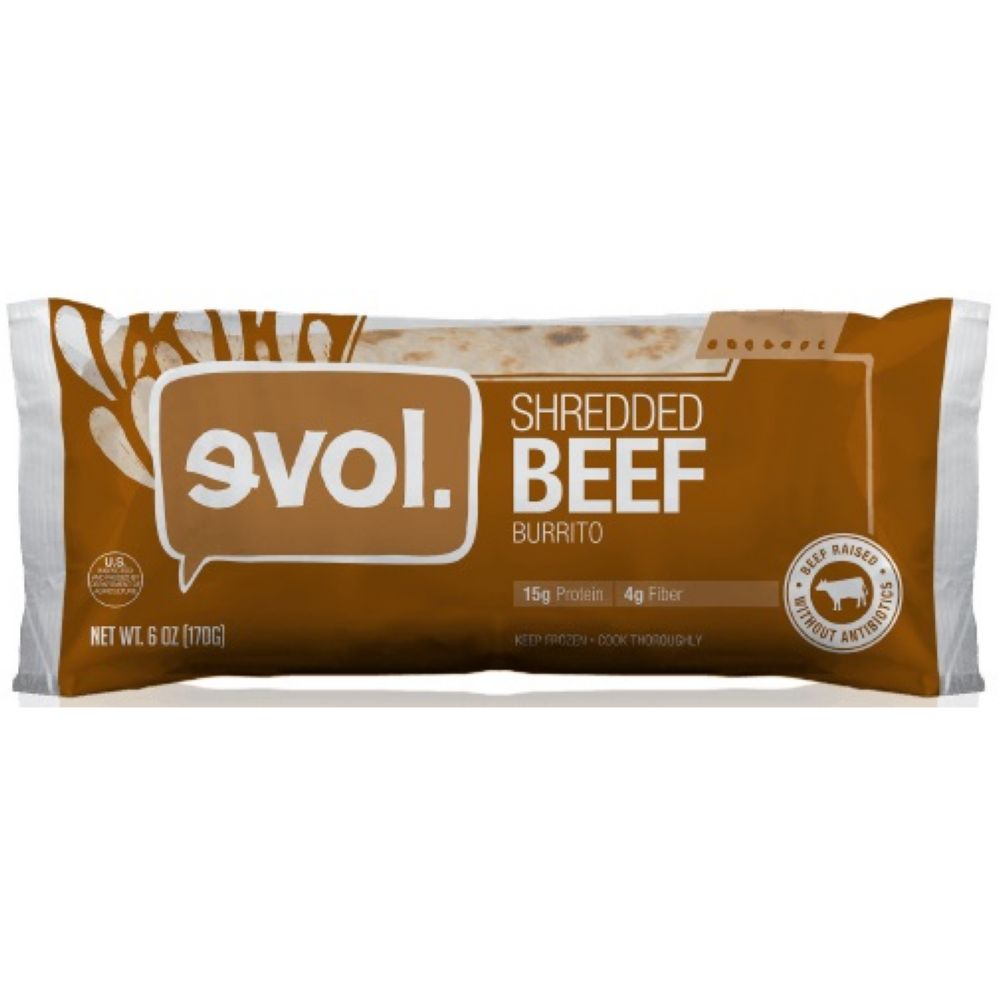 Evol. Frozen Shredded Beef Burrito, 6 Oz