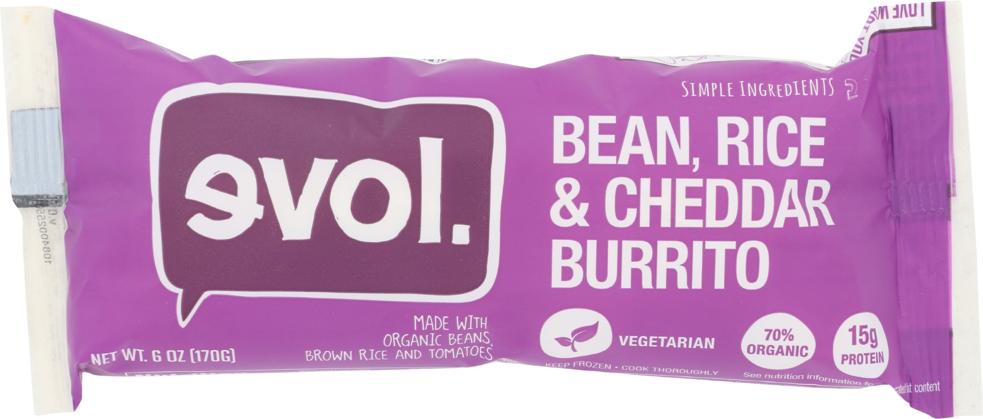 Evol. Burrito, Bean, Rice And Cheddar 6 Oz
