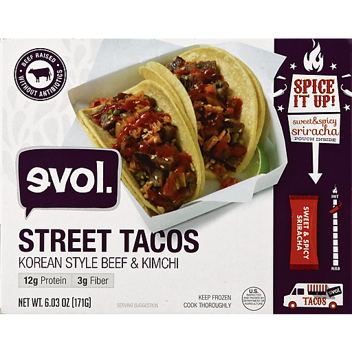 Evol. Korean Style Beef & Kimchi Street Tacos 6.03 Oz. Box