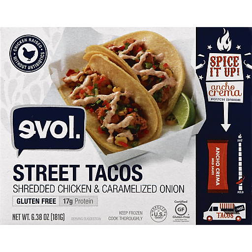 Evol Street Tacos Shredded Chicken & Caramelized Onion 6.38 Oz. Box