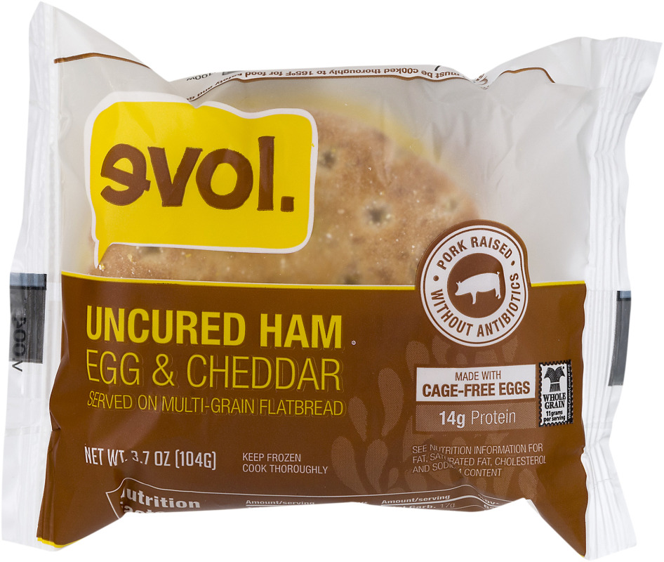 Evol Breakfast Sandwich, Uncured Ham, Egg & Cheddar 3.7 Oz