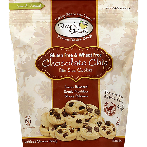 Simply Sharis Cookies, Bite Size, Gluten Free & Wheat Free, Chocolate Chip