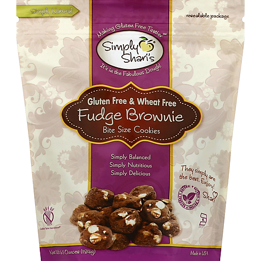 Simply Sharis Cookies, Bite Size, Gluten Free & Wheat Free, Fudge Brownie