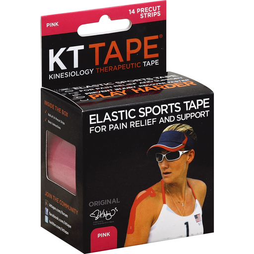 KT Tape Sports Elastic, Pink, Original, Precut Strips