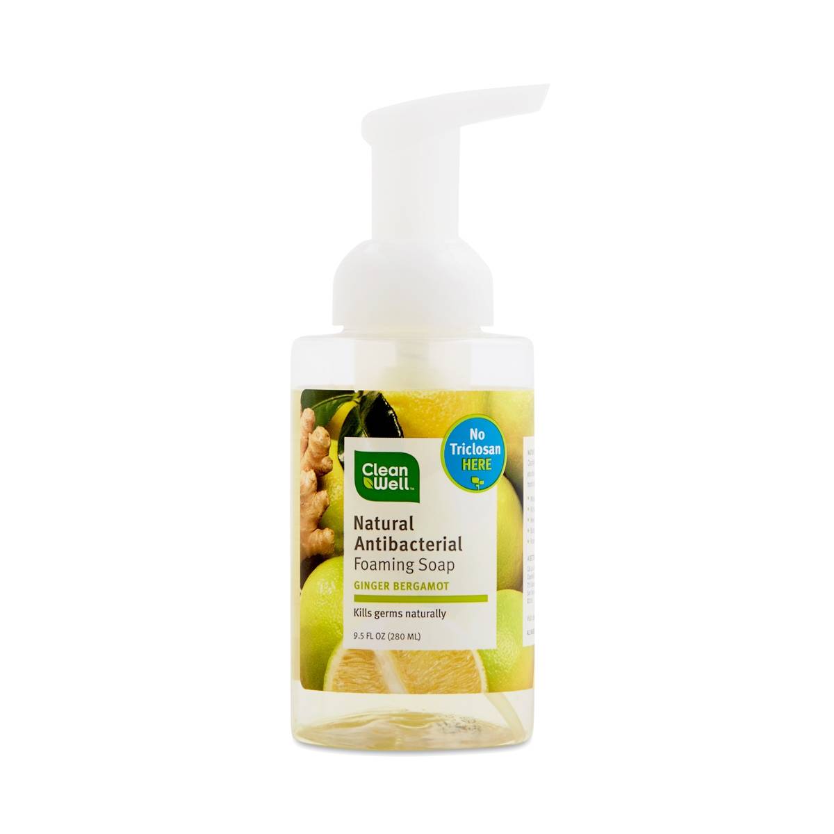 CleanWell Foaming Antibacterial Hand Soap - Ginger Bergamot