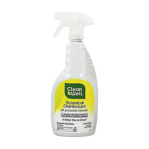 CleanWell Botanical Disinfectant All Purpose Cleaner, Lemon Scent - 26 Oz