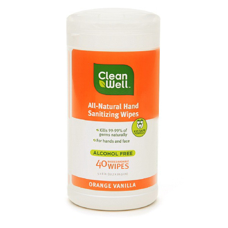 CleanWell Hand Sanitizing Wipes - Orange Vanilla