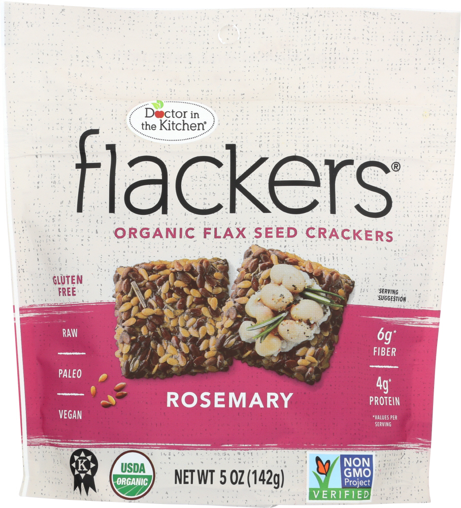 Flackers Doctor In The Kitchen Organic Flax Seed Crackers Rosemary 5 Oz