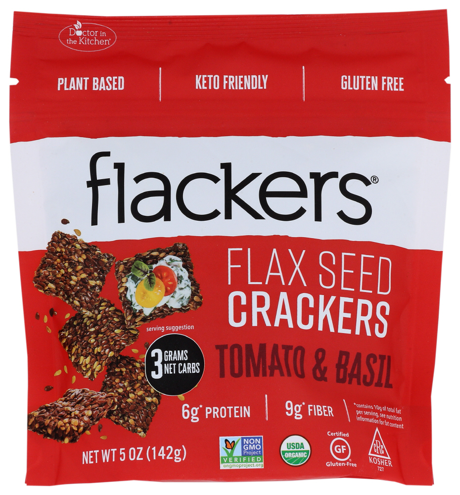 Flackers Doctor In The Kitchen Organic Flax Seed Crackers Tomato & Basil