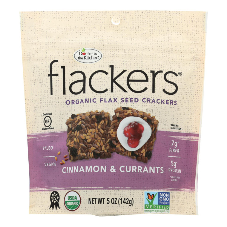 Doctor In The Kitchen Flacker’s Cinnamon & Currants Organic Flax Seed Crackers, 5 Oz