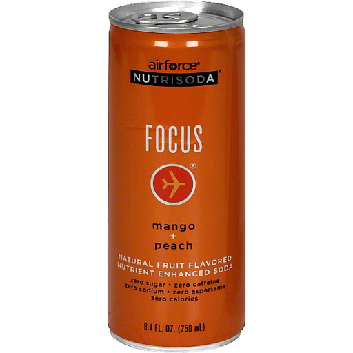 Airforce Nutrisoda Nutrient Enhanced Soda, Mango And Peach, Focus
