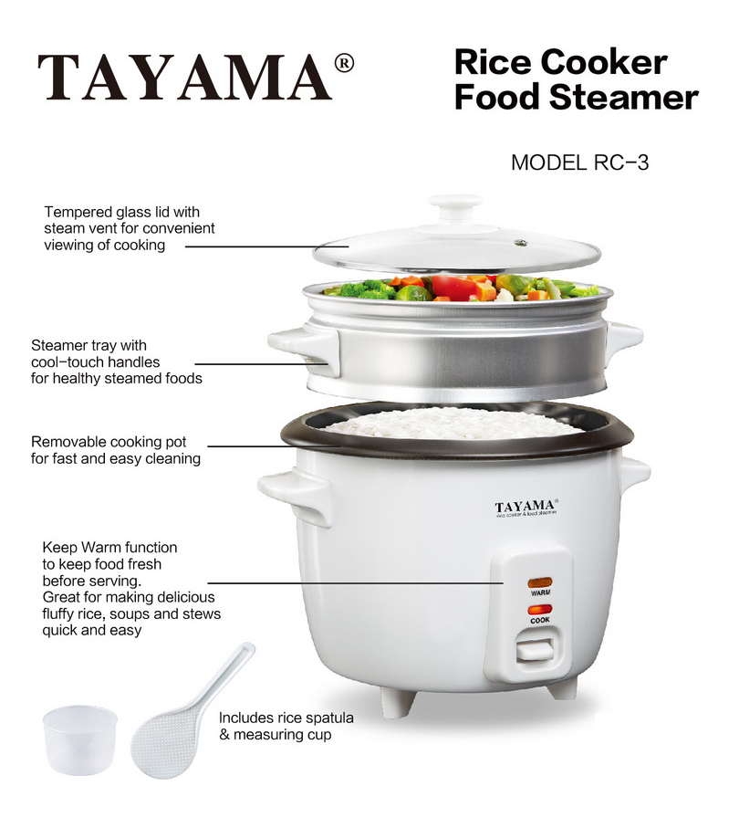 Tayama 3 Cup Rice Cooker With Steamer