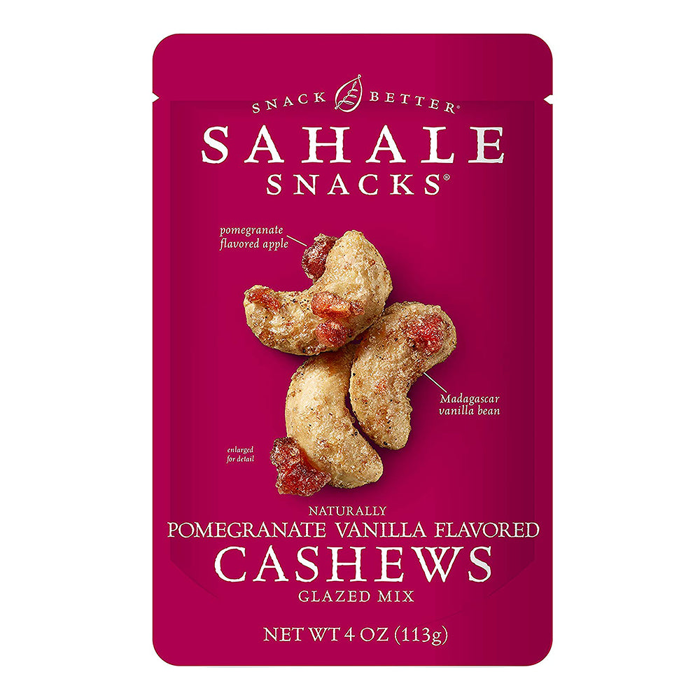 Sahale Snacks Naturally Pomegranate Vanilla Flavored Cashews Glazed Mix, Gluten-Free Snack, 4-Ounce Bag