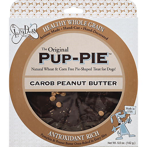 Lazy Dog Treat For Dogs, Pie Shaped, Carob Peanut Butter 5 Oz
