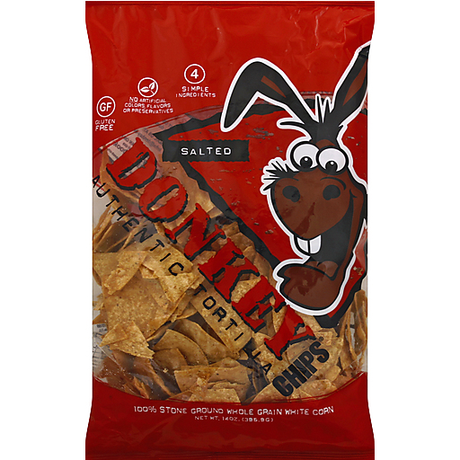 Donkey Chips CHIP: All Natural Authentic Tortilla Salted, 14 Oz