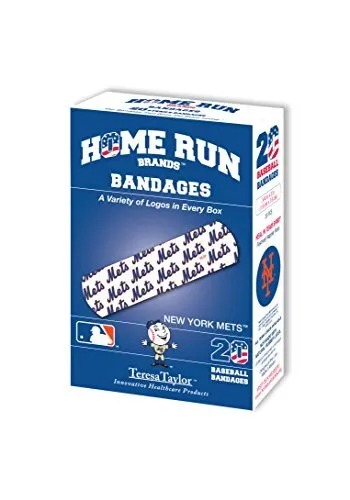 Home Run Brands Bandages MLB New York Mets (pack De 6), Blanc, Taille Unique