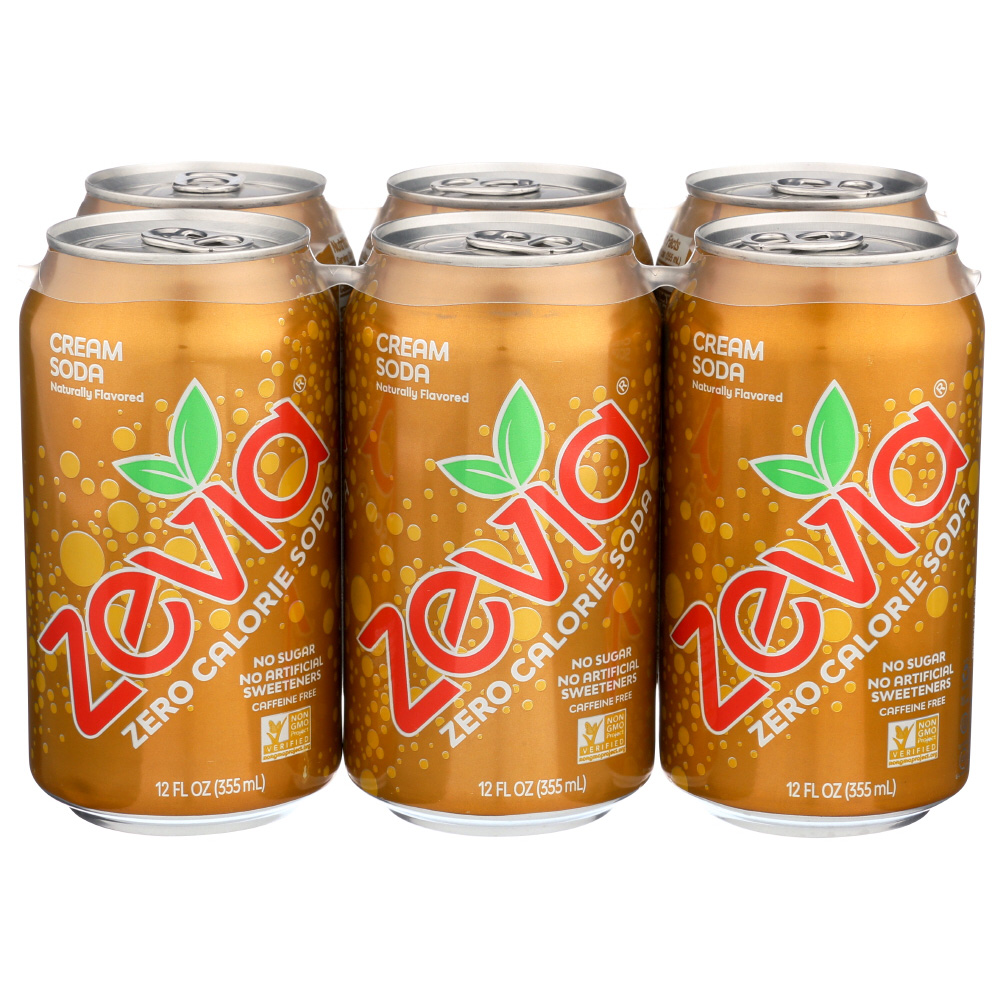 Zevia Zero Calorie Caffeine-Free Cream Soda 12 Fl Oz 6 Pack Cans