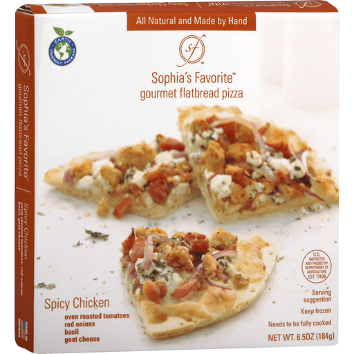 Sophias Favorite Pizza, Gourmet Flatbread, Spicy Chicken